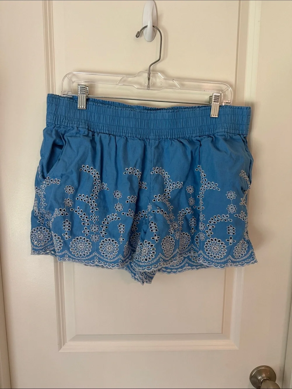 Blue eyelet shorts